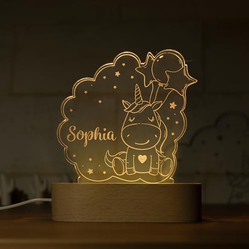 Lámpara de noche personalizada para niños con diseño unicornio