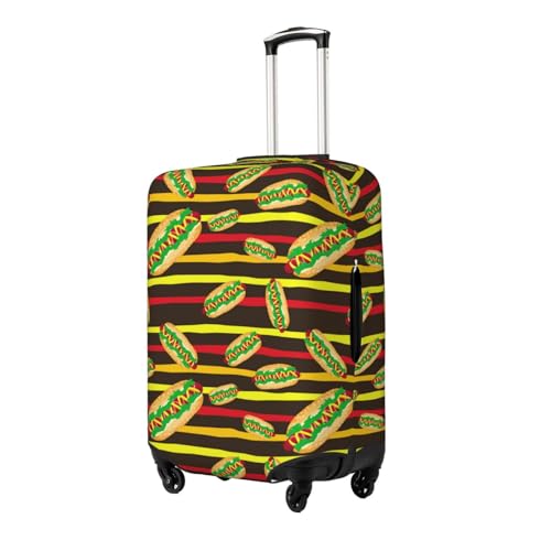 Colourful Striped Hot Dog Print Luggage Cover Protector Anti-Scratch Washable Fits 18-32 Inch Luggage-Medium2