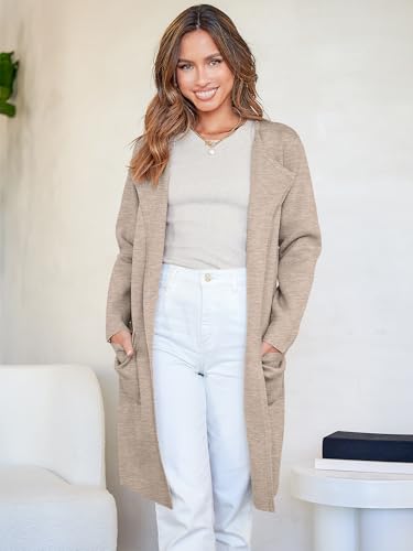 Image of ANRABESS Womens Cardigan Sweater Open Front Knit Long Coatigan Dressy Casual Jacket Coat 2026 Fall Outfits Classy Clothes