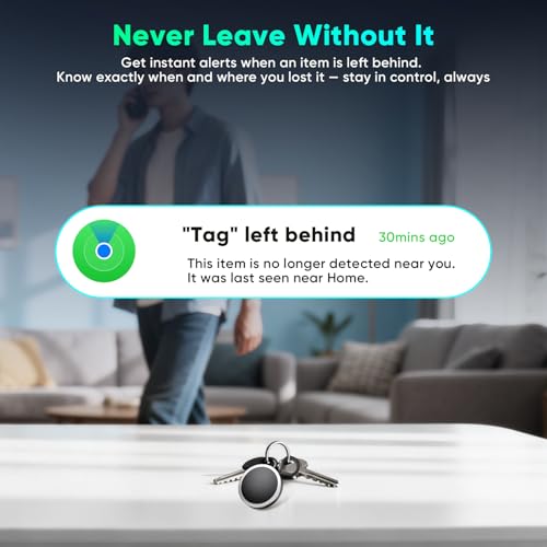 Image of 4-Pack Air Tracker Tags Compatible with Apple Find My (iOS Only) Bluetooth Tracker, Smart Keys Finder and Item Locator with Hooks for Wallet Luggage Backpack 2B2W