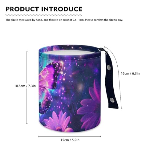 Image of Pensura Galaxy Purple Butterfly Car Garbage Can Reusable mini Trash can for car Collapsible Accessories Hanging Vehicle Garbage Can for Automotive Cars SUVs and Trucks Backseat Headrest