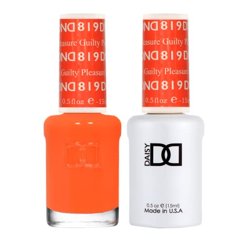 DND Gel Polish Set, Orange Collection, UV/LED Gel Polish and Air Dry Nail Lacquer, Matching Chip-Free Polish Duo, 819 Guilty Pleasure, 0.5 Fl Oz