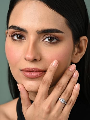 Image of Clara Pure 925 Sterling Silver Cathedral Halo Finger Ring | Swiss Zircon Platinum Plated | Size Adjustable | Gift for Women Girls Wife Girlfriend