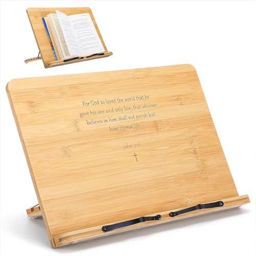 Large Book Stand - 15.4" x 11.0" Main Board-Adjustable Foldable Book Holder with Page Holder Clips - Holds Cookbooks, Receipe Books, Textbooks, Tablets, Laptops, Music Books, Documents