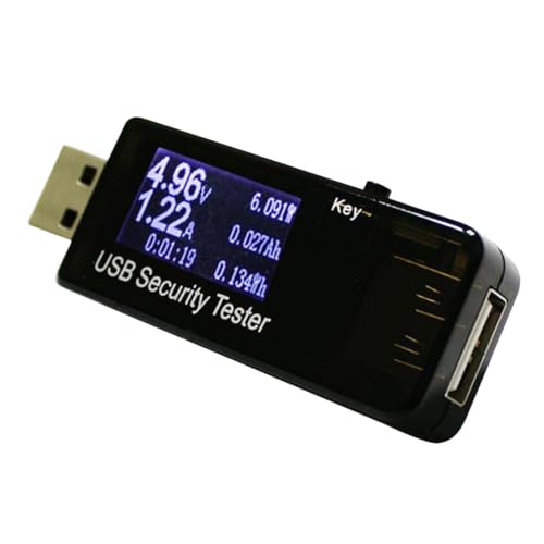 HAWILLOSCH Detector de voltaje de corriente cargador multímetro de corriente de voltaje USB probador de voltaje monitor de voltaje medidor detector de voltaje Black