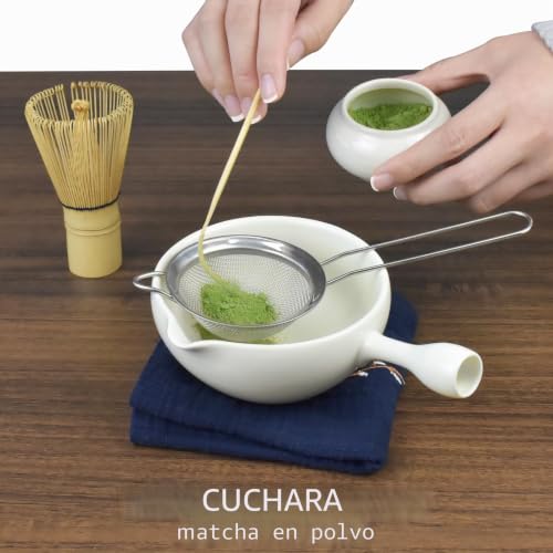 Miniatura 5 de Artcome Kit De Ceremonia De Matcha Para Ceremonia De Té Japonesa, Cuenco Con Boquilla De Vertido Y Mango, Batidor De Bambú, Juego De Té Matcha Para Hacer Usucha, Koicha Y Matcha Latte 5 Piezas