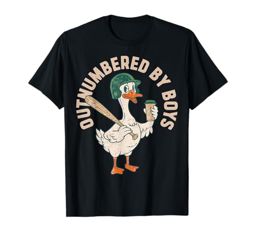 Outnumbered By Boys Goose Baseball Gifts Boy Mom Mother Day T-Shirt