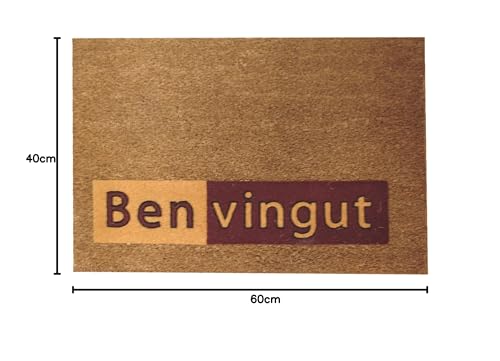 Paillasson coco 40 x 60 cm tapis d'entrée 100% coco BENVINGUT - 3