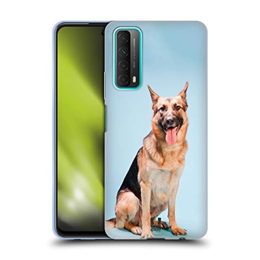Head Case Designs Tysk herdehund Populära hundraser Mjuk Gel Fodral Kompatibelt med Huawei P Smart (2021)