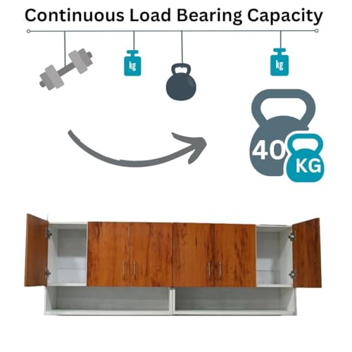Image of Multipurpose Storage Cabinet & Adjustable Shelf Space Organizer Engineered Wood Termites Resistance Wall Mounted for Office, Kitchen, Bedroom (Cochwood Dark & Highland Pine, Door 6)