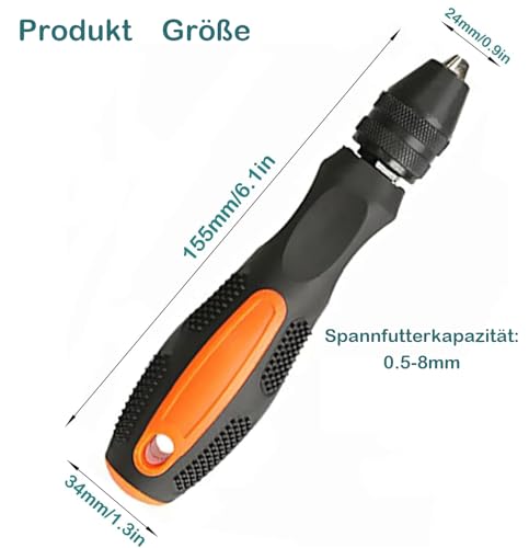 KEWAYO Pin Vise Mini Handbohrer 0.5–8 mm, präzises Werkzeug mit schlüssellosem Spannfutter für Epoxidharz, Modellbau, DIY Holzarbeiten und Schmuckherstellung