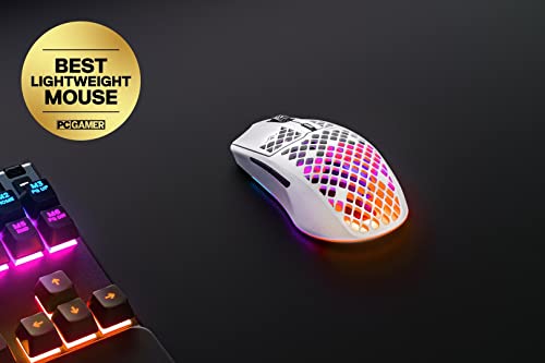 SteelSeries Aerox 3 Wireless - Holey RGB Gaming Mouse - Ultra-lightweight Water Resistant Design - 18K DPI TrueMove Air Optical Sensor -Snow by SteelSeries - Image 5
