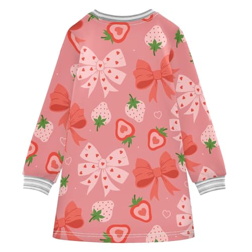 Fruits Bows Girls Dresses Long Sleeve Sweatshirt Dress for Girls Winter Toddler Casual A Line Dresses Size 2-8T2
