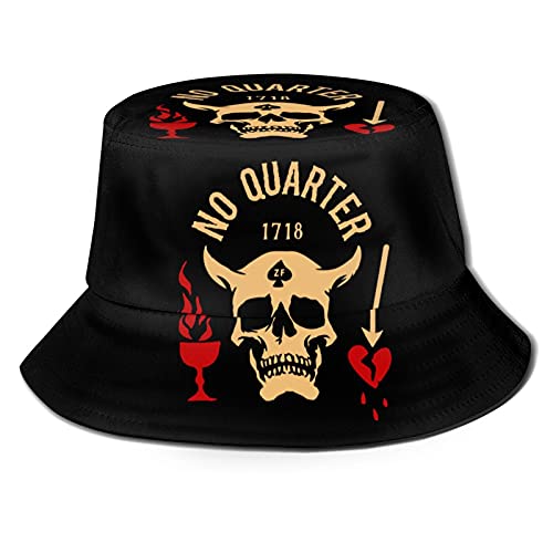 Blackbeard Skull Pirate Flag Bucket Hat Headwear Summer Beach Sun Hat Cotton Boonie Fisherman Hat Wide Brim Black