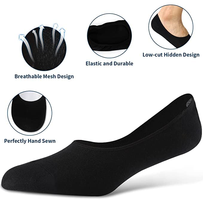 Image of Santosh Enterprises Unisex Ankle Socks No Show Socks, Loafer Sneakers Low Cut Cotton Black Grey Socks With Non Slip Grips (Free Size)