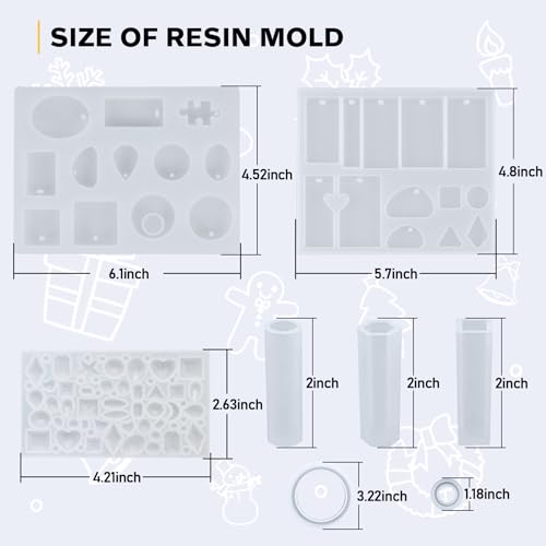 IGaiety Kit de fabricação de joias de resina, 240 peças, molde de resina epóxi de silicone, kit inic
