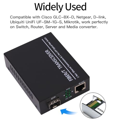 Image of 1.25G BiDi SFP Fiber Transceiver Module Pair, 1000BASE-BX-D, Single-Mode Simplex LC, Tx /Rx 1490nm /1310nm, DDM, SMF, Compatible with Cisco, Ubiquiti /Unifi, Mikrotik, TP-Link, HPE and More, up to 20km
