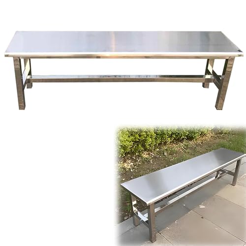 SXKLYRF 304 Stainless Steel Outdoor Garden Bench, Weatherproof Patio Park Outdoor Metal Bench for Patio, Porch, Backyard and Park, 660lbs Capacity(150x35x45cm/59x14x18in)