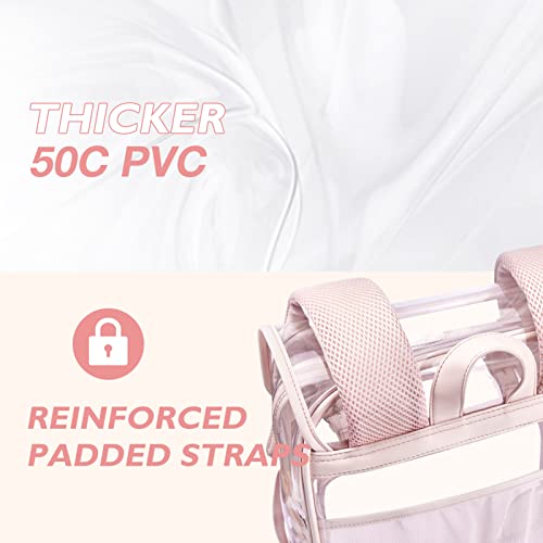 Mommore Clear Backpack Heavy Duty Thick Pvc Transparent Backpack With Leather Trim Large Capacity See Through Backpack #TOP2