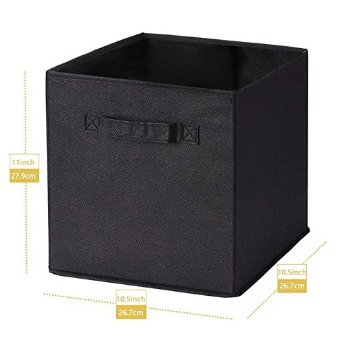 Maidmax Cloth Storage Cubes Bins With Dual Handles For Home Closet Drawers Cube Organizer, Foldable, Black, 10.5×10.5×11 Inches, Set Of 6 #TOP2