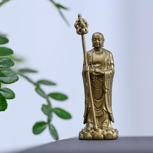 Figura Decorativa Mini Buda Ksitigarbha de Latón miniatura 6