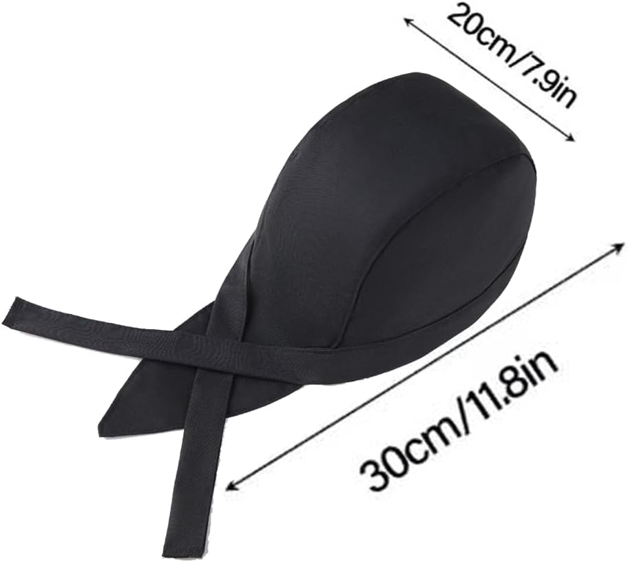 9 PCS Chef Hats for Men &Women Cooking Cap with Ties Black Skull Cap Sushi Chef Hat Bandana for Kitchen Cooking Service