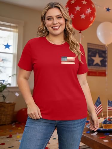 Image of Ithalt Patriotic Plus Size Shirts for Women 250th Anniversary USA Shirts American Flag Tshirt USA Short Sleeve Tops