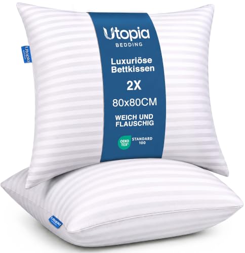 Utopia Bedding kopfkissen 80x80 2er Set Hotelqualität atmungsaktiv Kissen