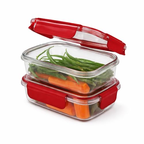 Image of Air Tight PET Storage Container Box for Kitchen & Fridge | Set of 2 300 ml | Red set