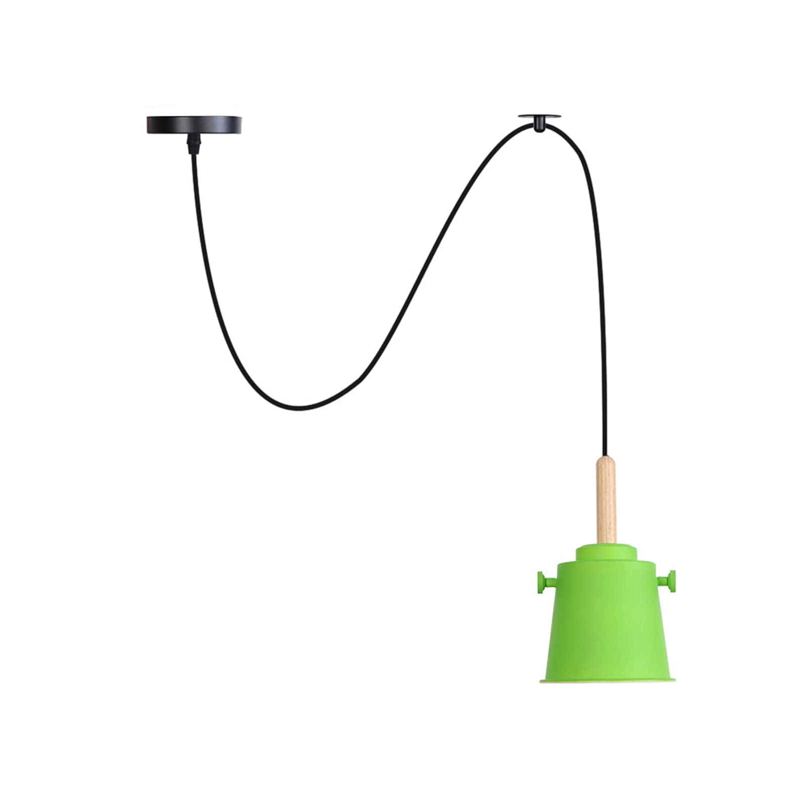 Lámpara Colgante Industrial para Cocina e Isla Central con Detalles de Madera Nordica