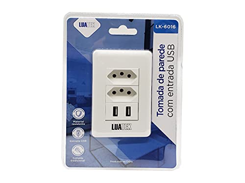 Tomada USB com 2 Alimentador USB e 2 Tomada 2P+T