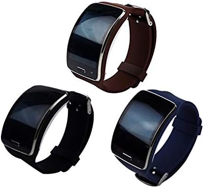 TenCloud 3-Pack Straps Compatible with Galaxy Gear S Sm-R750 Smartwatch Replacement Silicone Sport Bands Black+Brown+Navyblue