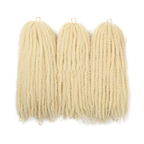 Melisay 3 paquetes de 3 pulgadas Rubio Afro Kinky Bulk Kanekalon Marley Pelo sintético sintético Locs Crochet trenzas rizado Marley trenzado Twist extensiones de pelo - # 613