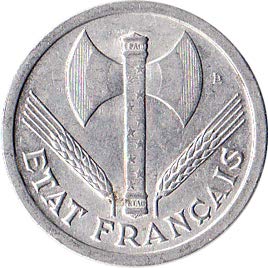 1941-1944 Authentic Historical 2 Franc Vichy France WW2 Era Occupation Coin Comes With A Certificate of Authenticity Circulated Graded by Seller