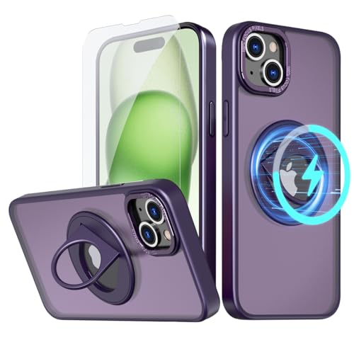 Coque iPhone 15 Plus MagSafe design haut de gamme avec stand 360