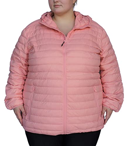 Snow Country Outerwear Plus Extended Size Packable Down Jacket Hooded Coat (Pale Pink, 3X) #TOP24