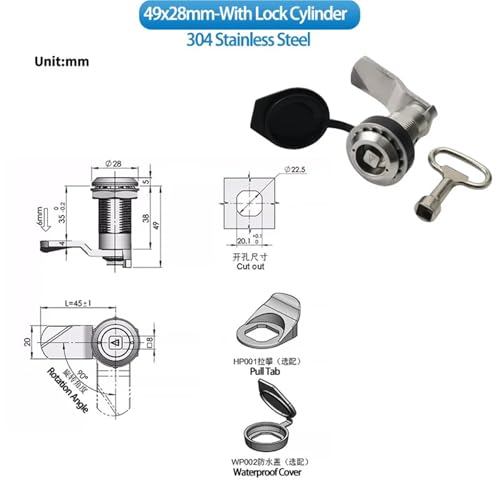 Serrure d'angle rotative inox 304 pour fixation de porte robuste - 3
