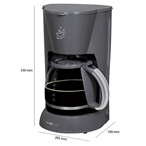 Foto von Clatronic KA 3473 Filterkaffeemaschine, Für 12–14 Tassen Kaffee (ca. 1,5 Liter), Nachtropfsicherung, Warmhalteplatte, Abschaltautomatik, Wasserstandsanzeige, Grau