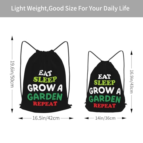 Eat Sleep Grow A Garden Repeat Bag Funny Drawstring Backpack Polyester Adjustable Laptop Backpacks Travel Bags 19.6X16.5 inch2