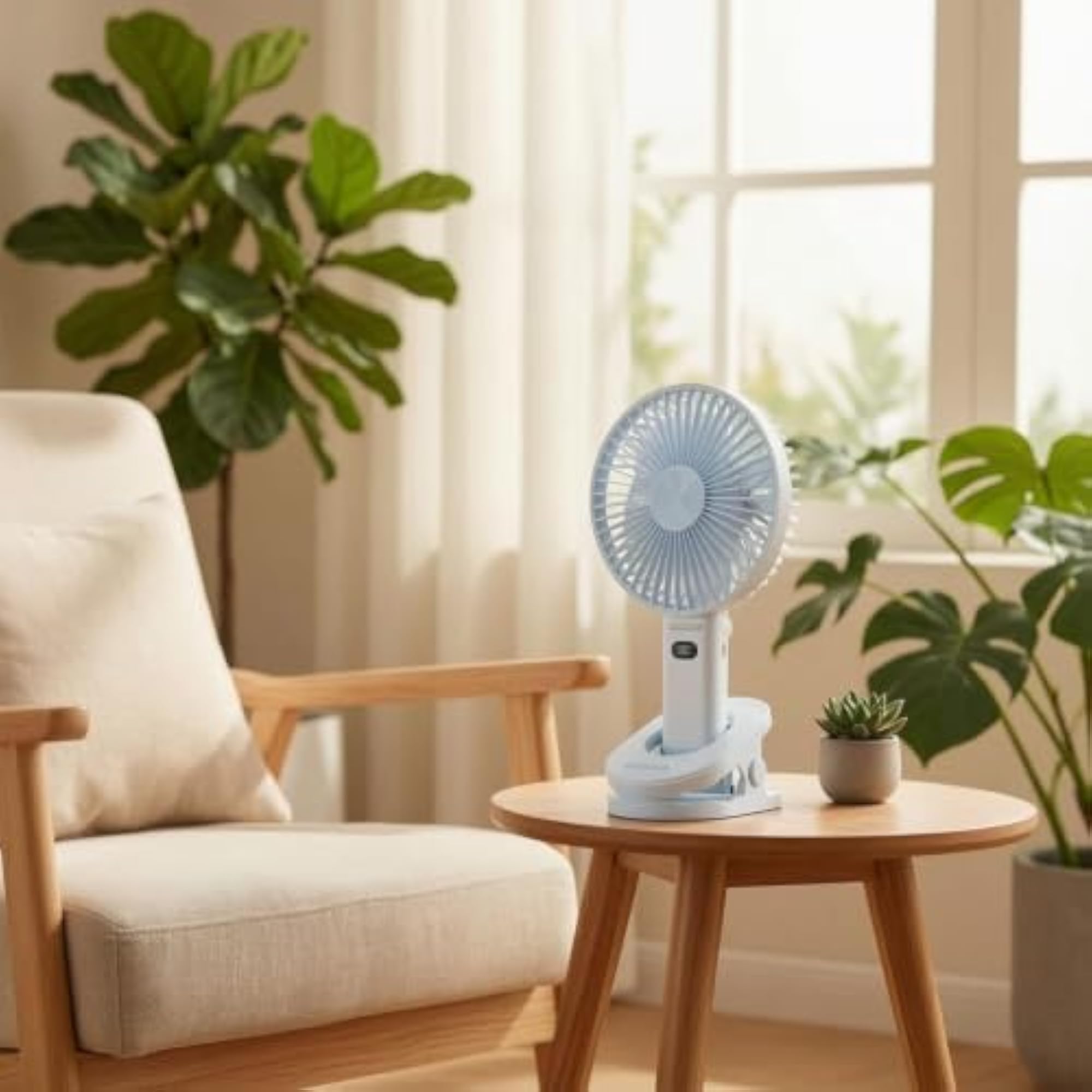 Rechargeable Clamp-on Fan with Display