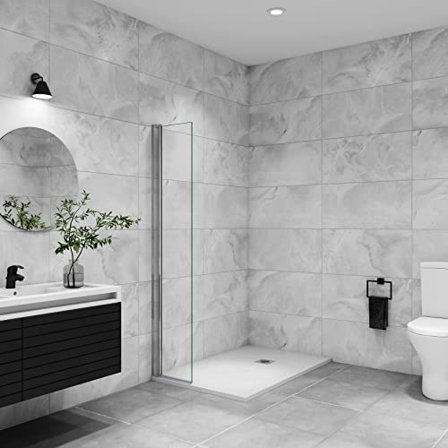 AICA paroi de douche à l'italienne pivotante 35x200cm paroi de douche retour pivotant mural en verre 8mm anticalcaire, profilé en alu chromé