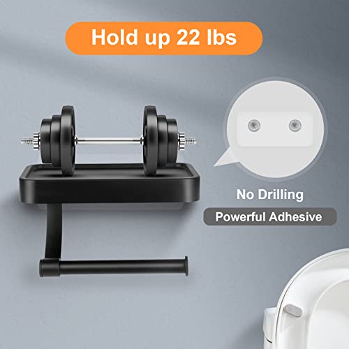 Toilet Paper Holder With Phone Shelf, Durmmur Sus304 Stainless Steel Toilet Paper Holder Wall Mount, Adhesive & Screw Toilet Paper Roll Holder, Bathroom Toilet Tissue Roll Holder With Shelf (1 Pack) #TOP3