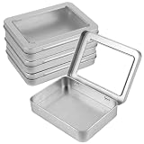 4 Stück Metalldosen mit Fenster Deckel 10,5 ×8,5 × 2,3 cm, Kleine Blechdose