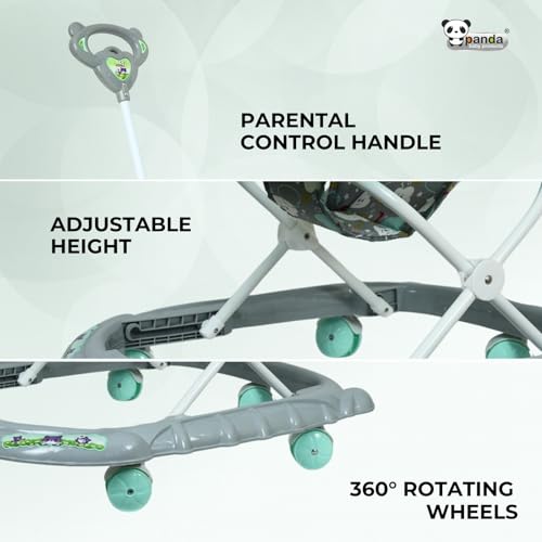 Image of Panda Baby Products Walker with Push Handle, Musical Toys & Adjustable Height - Safe & Comfortable Learning Walker for Babies (6-18 Months) (Grey, 111 Baby Walker)