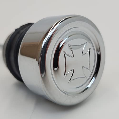 Chrome Shorty Style Maltese Cross Oil Tank Dipstick - Fits 1979-2003 Harley Sportster XL and 1984-1999 Harley Softail Models - Replaces HD Part# 62595-82A - Thumbnail 2