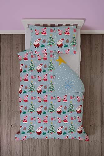 Peppa Pig Santa Design Toddler Duvet Cover Set | Reversible 2 Sided Bedding Including Matching Pillow Case