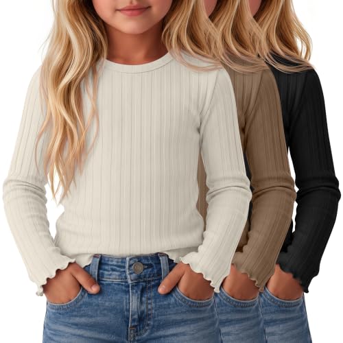 Image of 3 Pack Toddler Girls Cute Long Sleeve Cotton Shirts