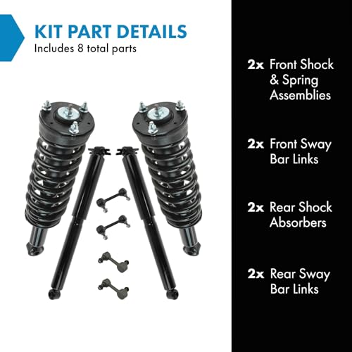 Image of TRQ Front and Rear Suspension Kit Complete Strut & Coil Spring Assembly Shock Absorber Sway Bar Stabilizer Link Compatible with 2004-2012 Chevrolet Colorado GMC Canyon