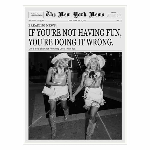 Vintage Newspaper Print Wall Art – 11x14Inch Trendy Black and