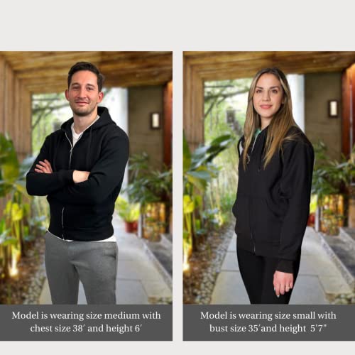Inspired Comforts Unisex Dialysis Hoodie Sweatshirt With Two Way Zips For Arm Port Access | Full Sleeve |Warm Fleece| L, Black #TOP3